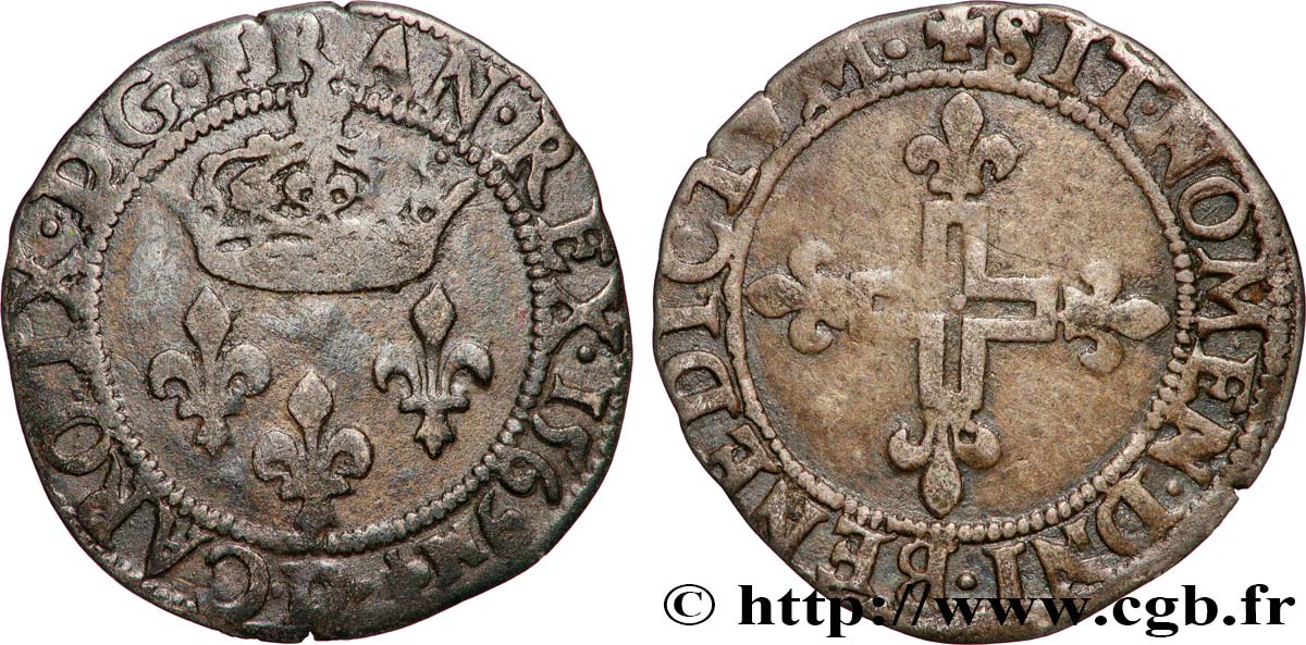 CHARLES IX Double sol parisis, 1er type 1569 Lyon VF