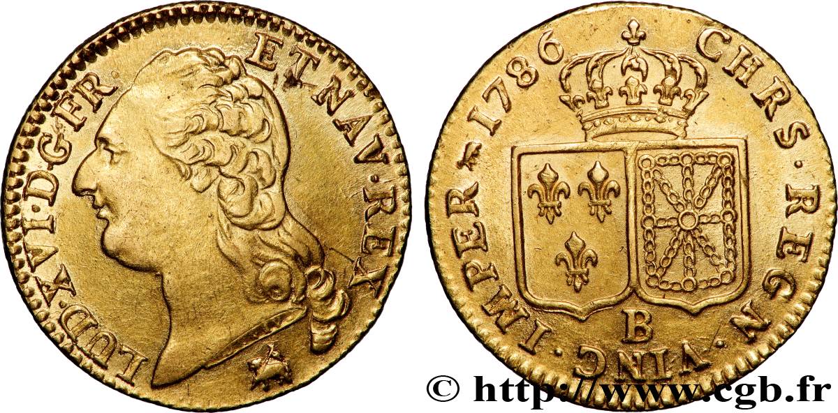 LOUIS XVI Louis d or aux écus accolés 1786 Rouen AU