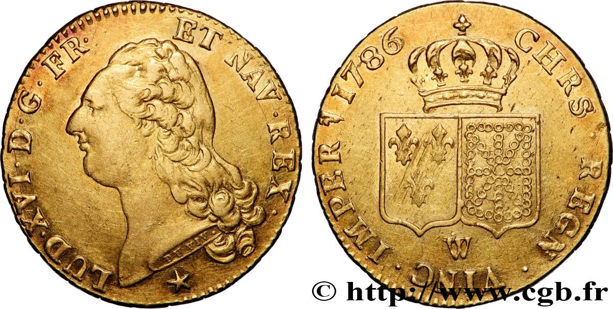 LOUIS XVI Double louis d’or aux écus accolés 1786 Lille AU