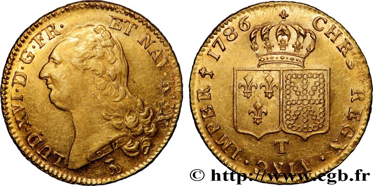 LOUIS XVI Double louis d’or aux écus accolés 1786 Nantes AU/MS