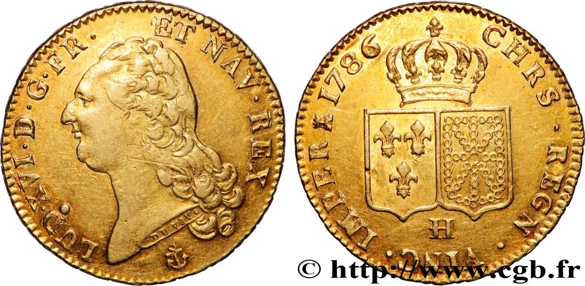 LOUIS XVI Double louis d’or aux écus accolés 1786 La Rochelle AU/AU
