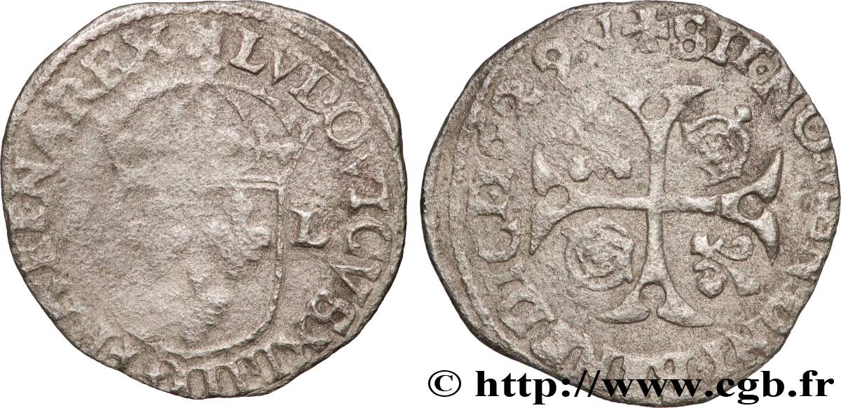 LOUIS XIII Douzain, à la croix cantonnée de deux lis et de deux couronnes (émission protestante) 1629 Nîmes VF/VF