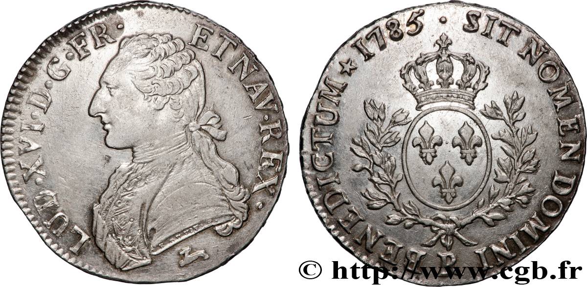 LOUIS XVI Écu aux branches d olivier 1785 Orléans AU