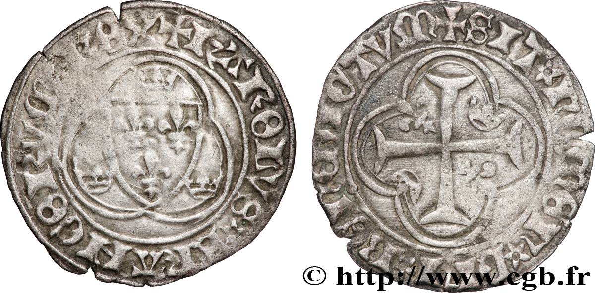 CHARLES VII LE BIEN SERVI / THE WELL-SERVED Blanc à la couronne n.d. Troyes XF/AU