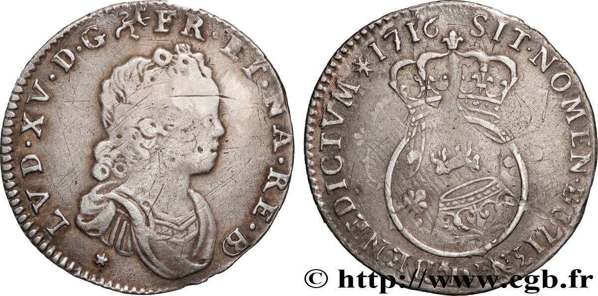 LOUIS XV DIT LE BIEN AIMÉ Dixième d écu dit “vertugadin” de Béarn 1716 Pau TB+/TTB