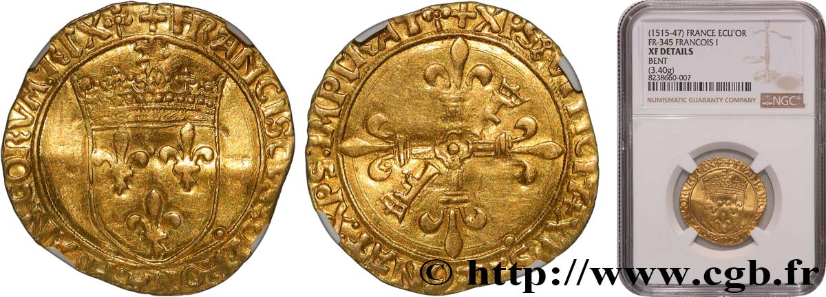 FRANCIS I Écu d or au soleil, 2e type s.m. Lyon AU