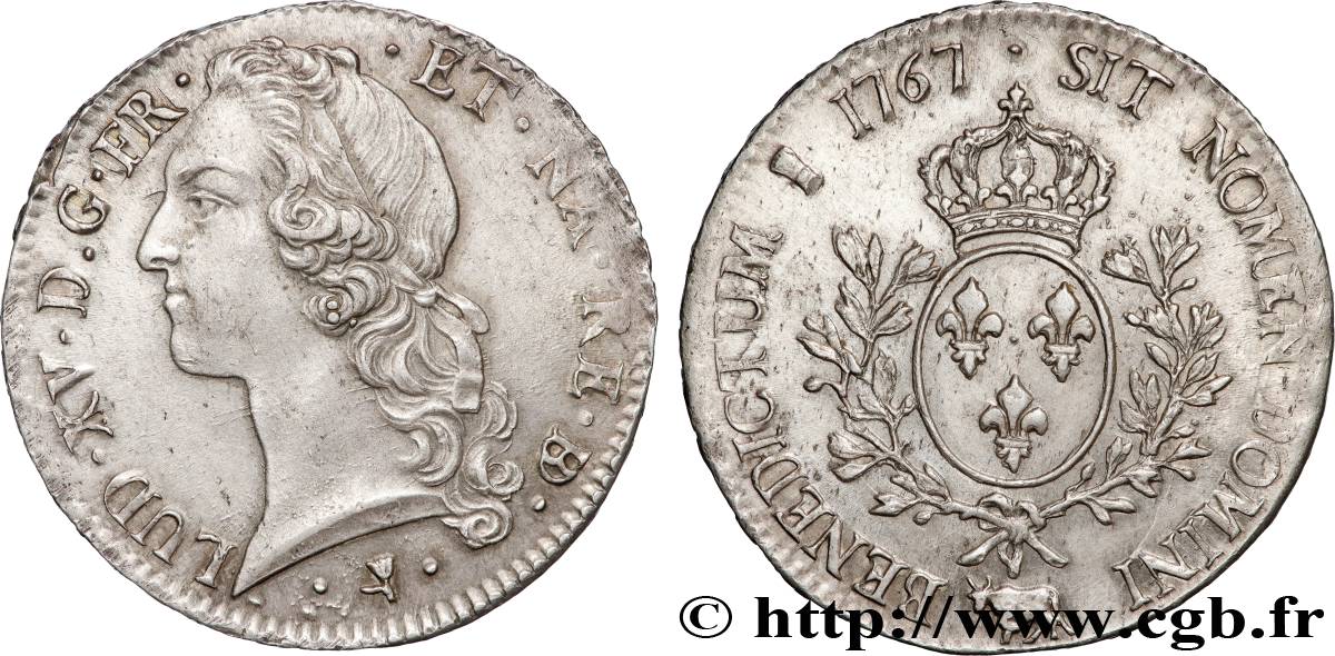 LOUIS XV DIT LE BIEN AIMÉ Écu aux branches d’olivier, tête ceinte d’un bandeau 1767 Pau SUP