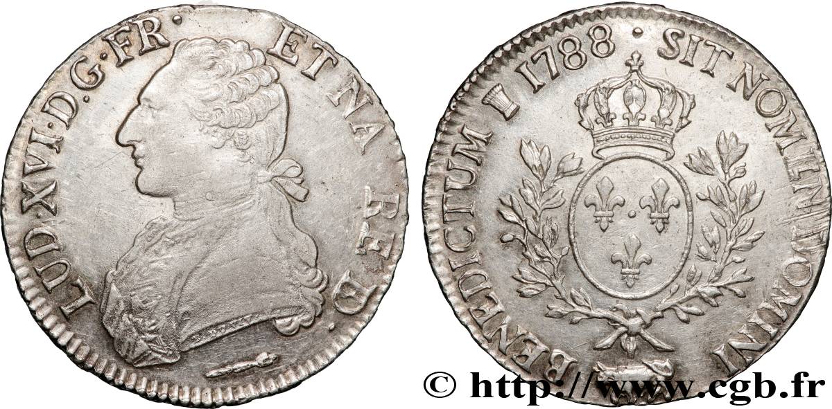 LOUIS XVI Écu aux branches d olivier 1788 Pau AU