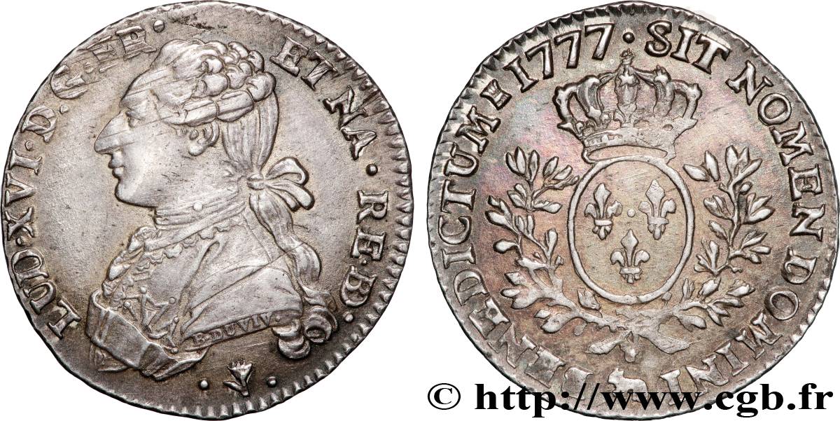 LOUIS XVI Cinquième d écu aux branches d olivier 1777 Pau TTB+/SUP