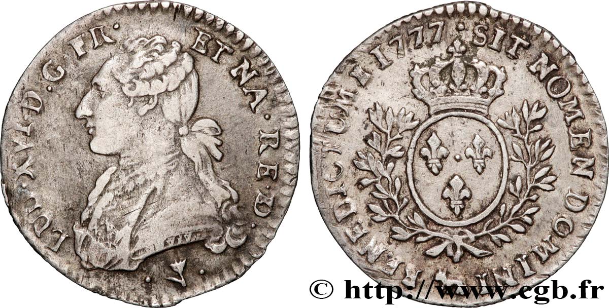 LOUIS XVI Dixième d écu aux branches d olivier 1777 Pau XF/AU