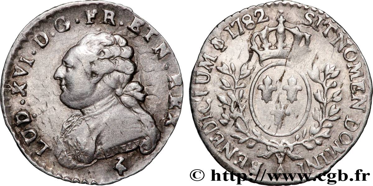 LOUIS XVI Vingtième d’écu aux branches d’olivier 1782 Paris TTB/TTB+