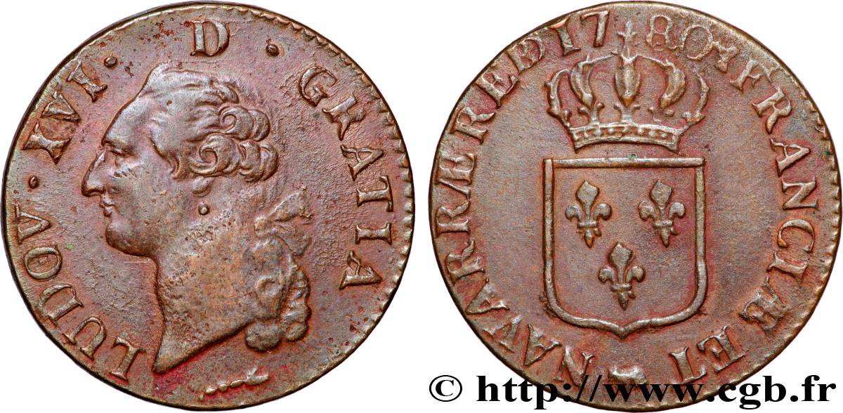 LOUIS XVI Sol dit  à l écu  de Béarn 1780 Pau TTB+