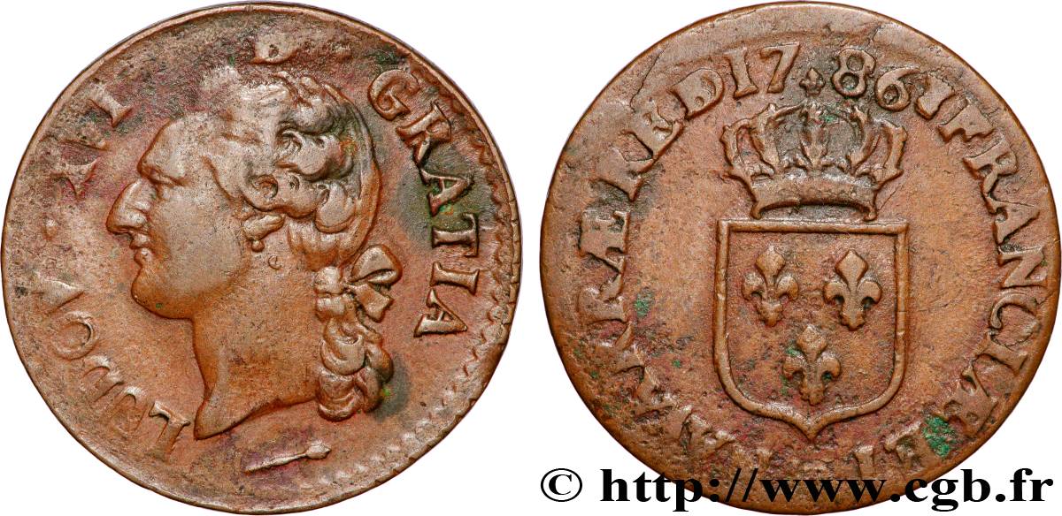 LOUIS XVI Demi-sol dit  à l écu  1786 Pau TTB