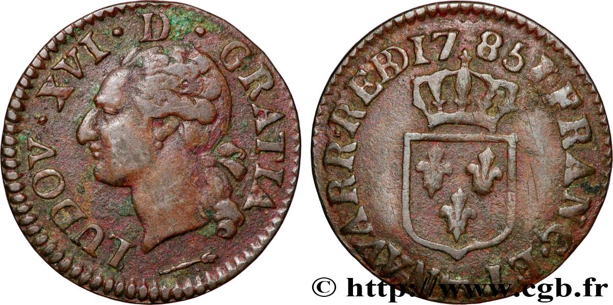 LOUIS XVI Liard dit  à l écu  de Béarn 1785 Pau TTB