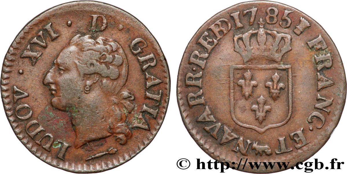 LOUIS XVI Liard dit  à l écu  de Béarn 1785 Pau TTB