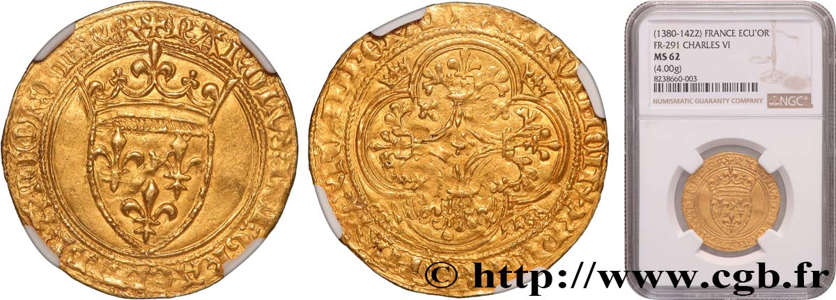 CHARLES VI LE FOU OU LE BIEN AIMÉ Écu d or à la couronne n.d.  SUP62