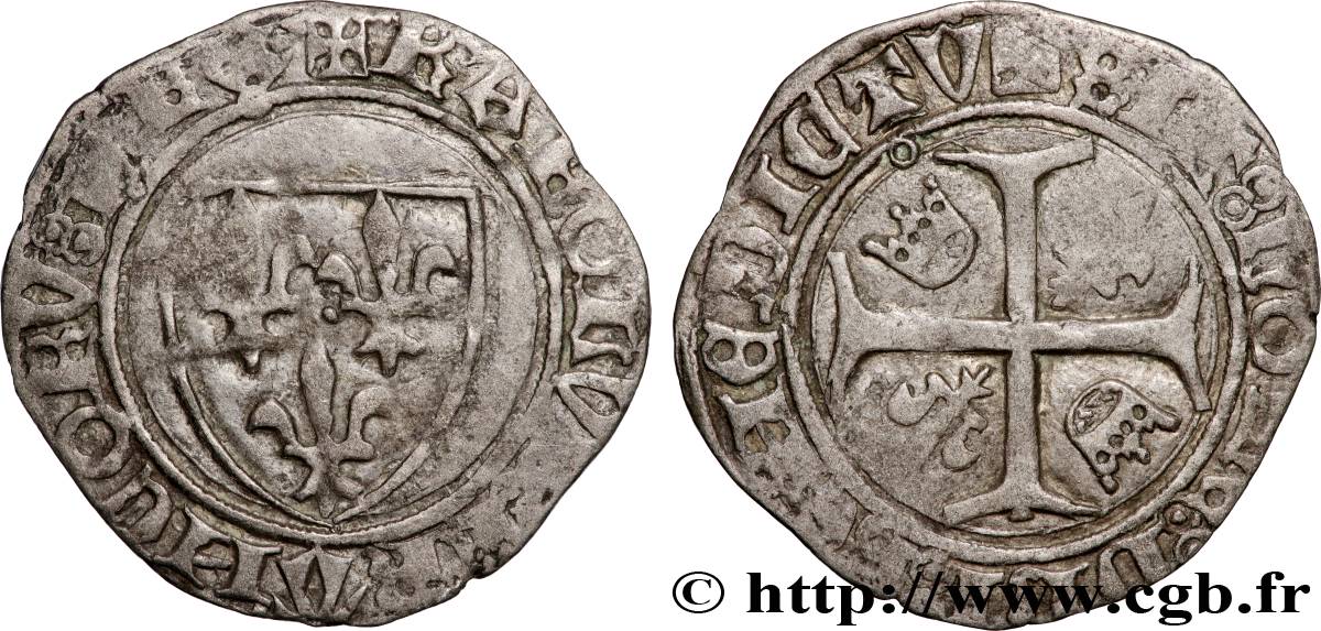 CHARLES VI LE FOU OU LE BIEN AIMÉ Blanc dit  guénar  n.d. Saint-Lô TTB