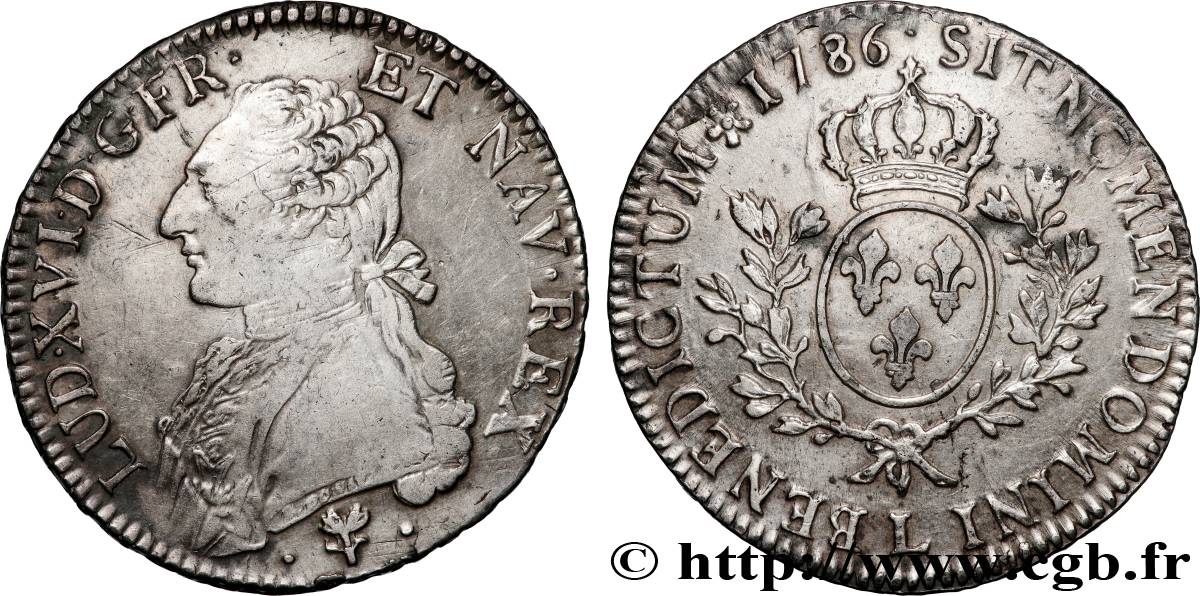 LOUIS XVI Écu aux branches d olivier 1786 Bayonne BB