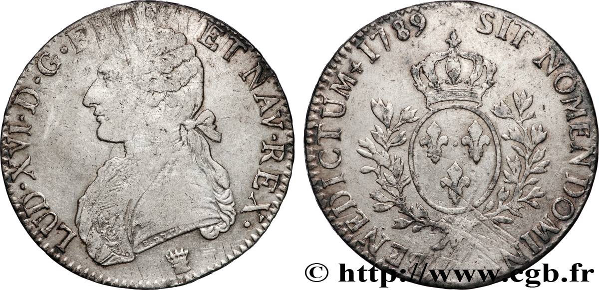 LOUIS XVI Écu aux branches d olivier 1789 Limoges q.BB