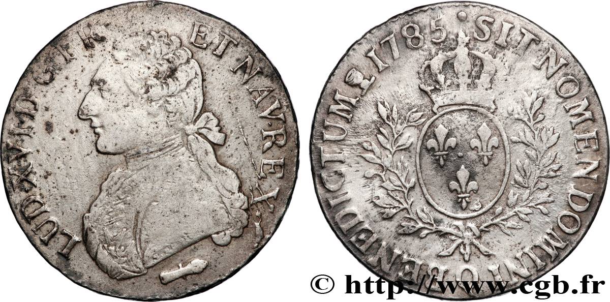 LOUIS XVI Écu aux branches d olivier 1785 Perpignan SS