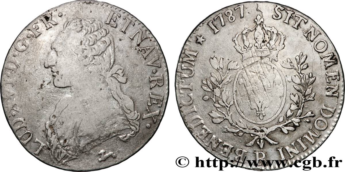 LOUIS XVI Écu aux branches d olivier 1787 Orléans S