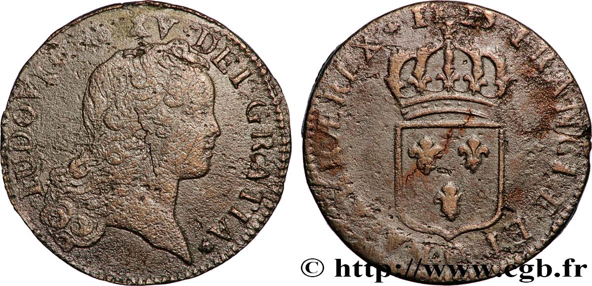 LOUIS XV DIT LE BIEN AIMÉ Sol au buste enfantin 1723 Perpignan TB