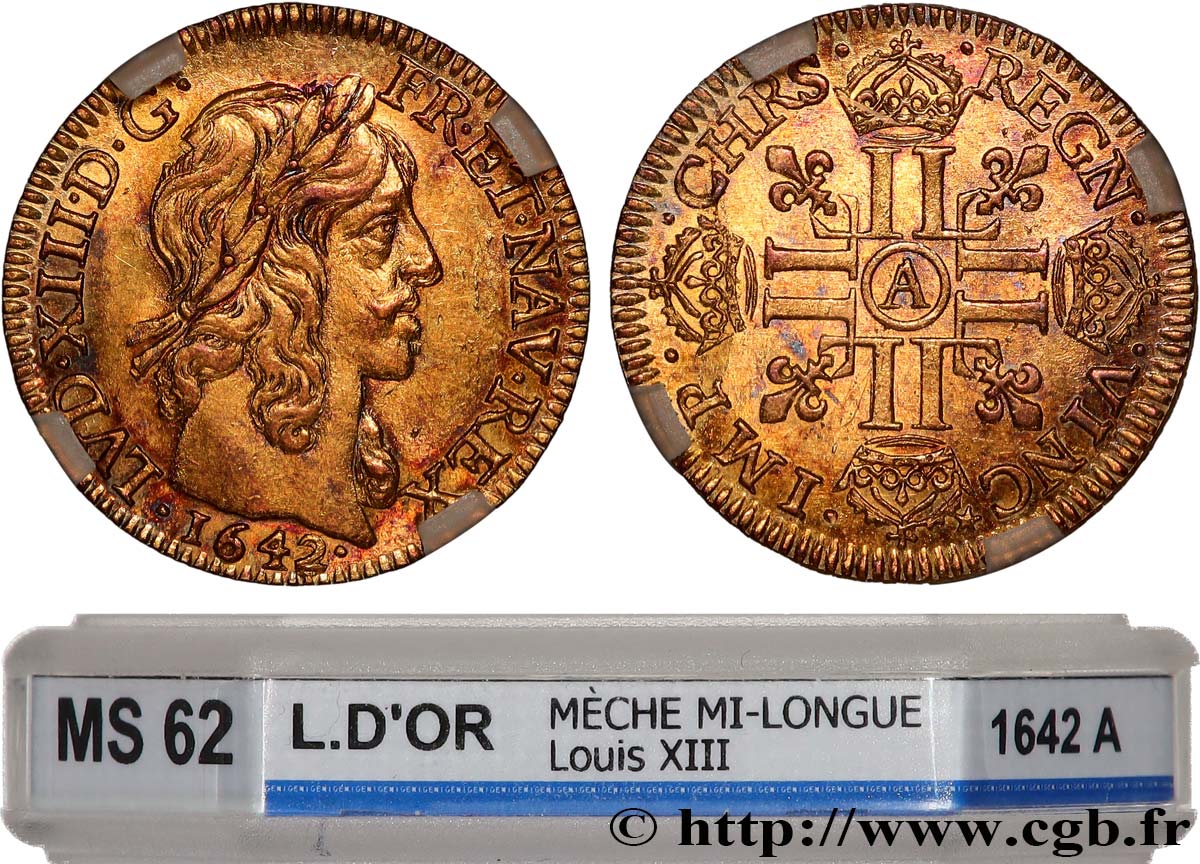 LOUIS XIII LE JUSTE Louis d or aux huit L (effigie de Jean Warin) 1642 Paris SUP62