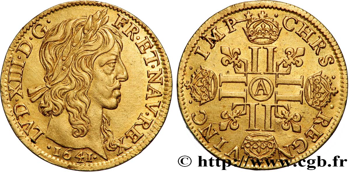 LOUIS XIII LE JUSTE Louis d&nbsp;or aux huit L (effigie de Jean Warin) 1641 Paris, Monnaie du Louvre SPL