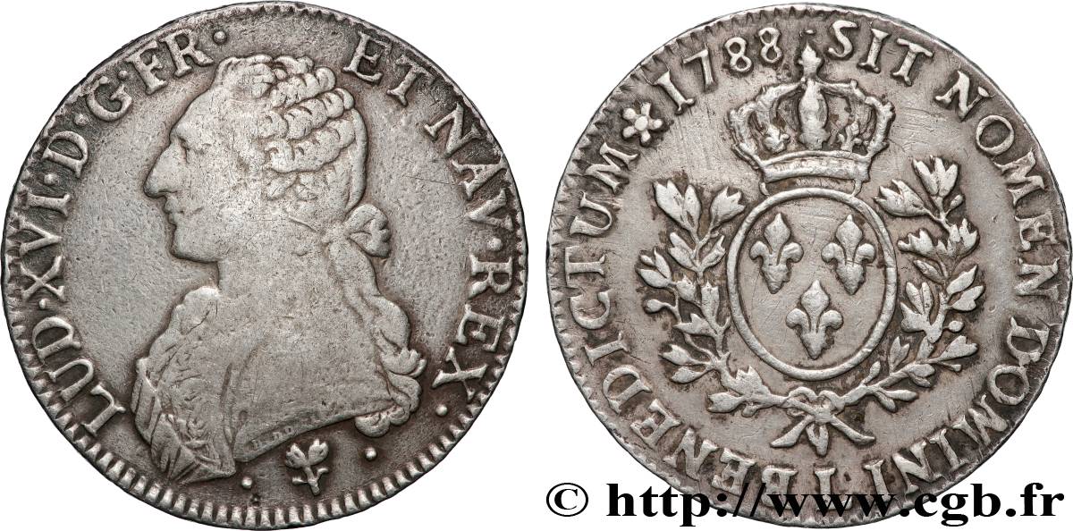 LOUIS XVI Écu aux branches d olivier 1788 Bayonne TB+
