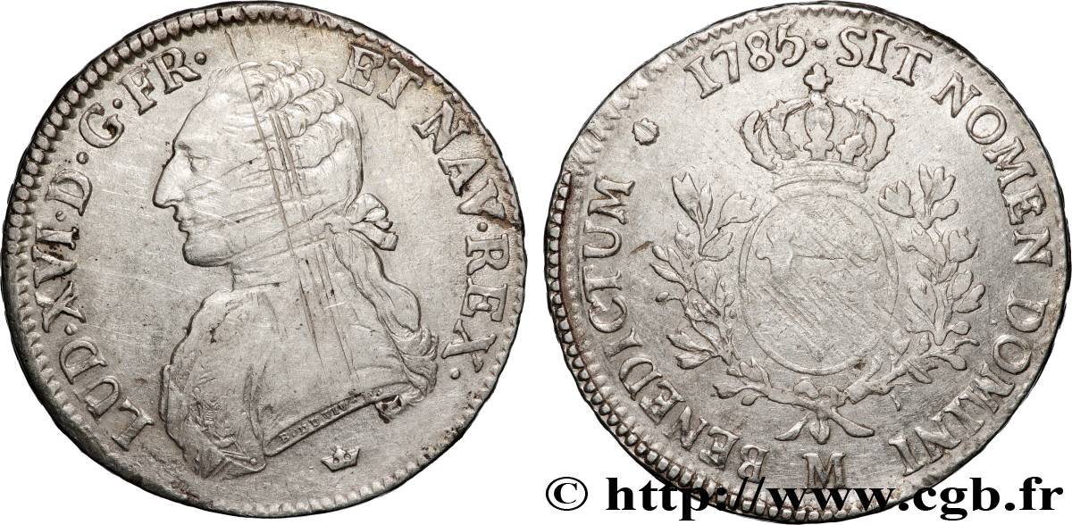 LOUIS XVI Écu aux branches d olivier 1785 Toulouse BB