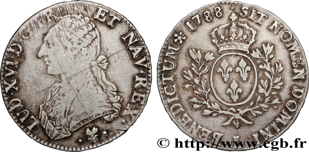 LOUIS XVI Écu aux branches d olivier 1788 Bayonne q.BB