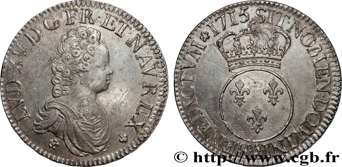 LOUIS XV DIT LE BIEN AIMÉ Écu à l’écu rond couronné 1715 Paris SUP