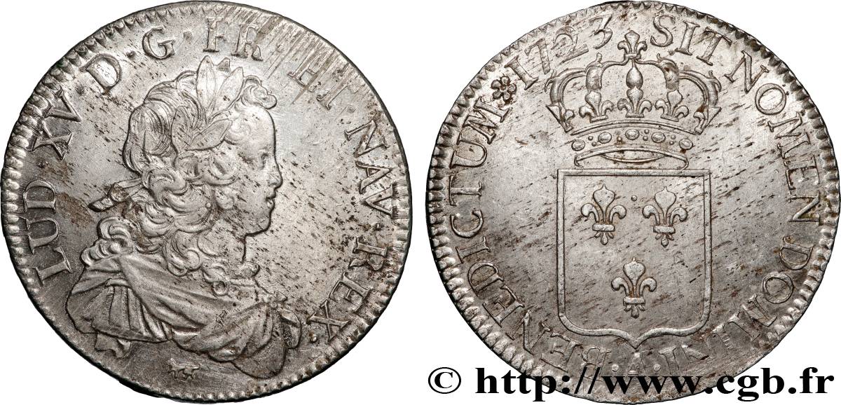 LOUIS XV  THE WELL-BELOVED  Écu de France 1723 Paris VZ