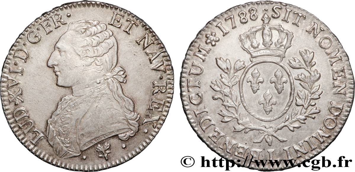 LOUIS XVI Écu aux branches d olivier 1788 Bayonne SUP/SPL