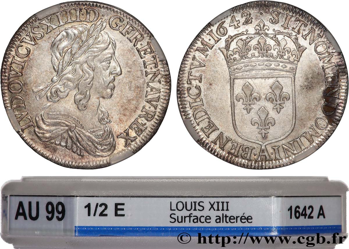 LOUIS XIII LE JUSTE Demi-écu, buste drapé et cuirassé (2e buste de Jean Warin) 1642 Paris, Monnaie du Louvre SUP