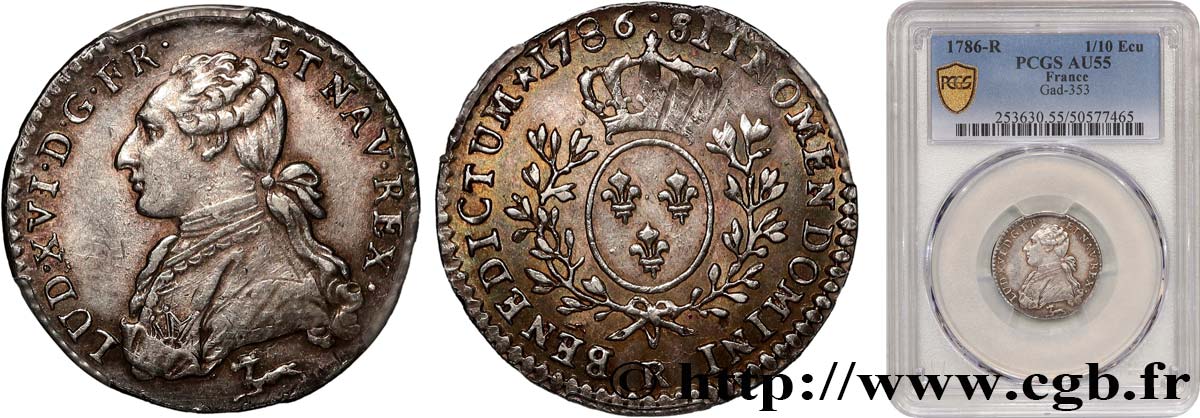 LOUIS XVI Dixième d écu aux branches d olivier 1786 Orléans SUP55