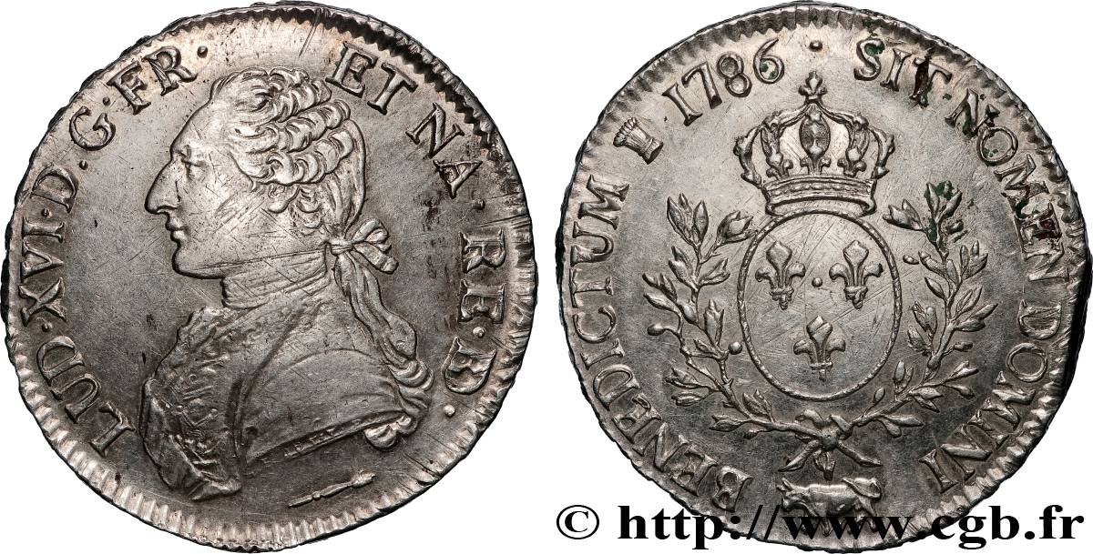 LOUIS XVI Écu aux branches d&nbsp;olivier 1786 Pau TTB+