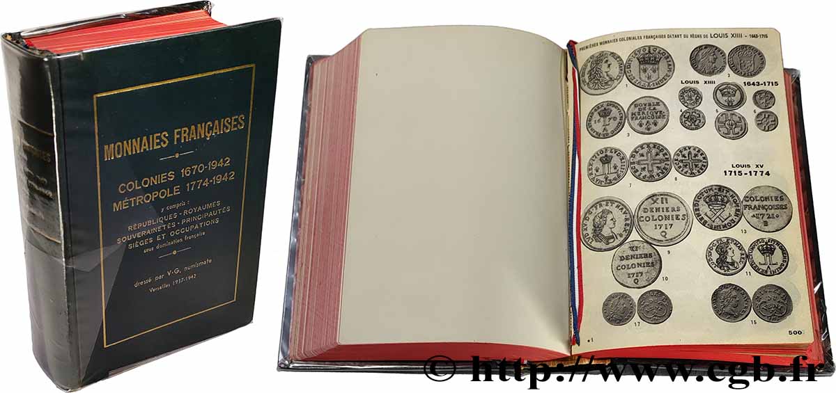 BOOKS - MEDERNS FRENCH COINS Guilloteau (Victor), “Monnaies françaises - colonies (1670-1942) et métropole (1774-1942)”, Paris-Versailles, 1943 n.d.  AU