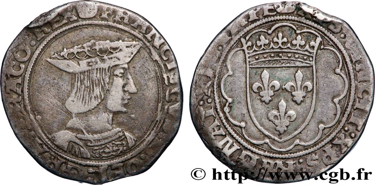 FRANCOIS I Teston, 3e type s.m. Paris VF/XF