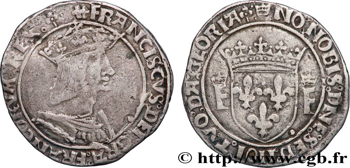 FRANÇOIS IER LE RESTAURATEUR DES LETTRES Teston, 13e type s.m. Lyon TB+/TTB