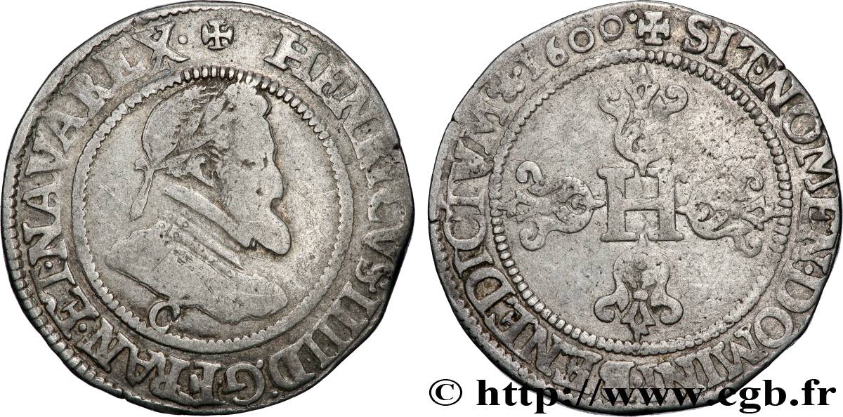 HENRY IV Demi-franc, 1er type de Saint-Lô 1600 Saint-Lô fSS