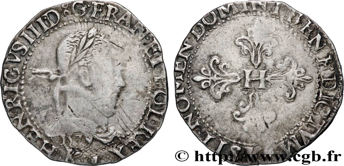 HENRY III Franc au col plat 1579 Bordeaux S/fSS