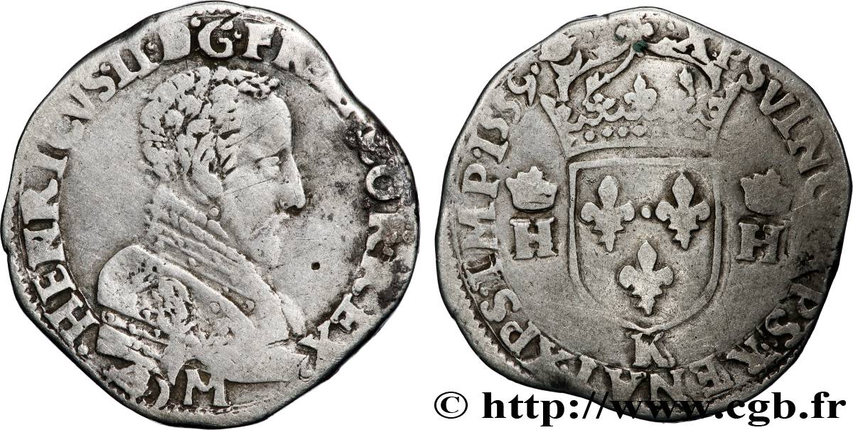 FRANCIS II. COINAGE IN THE NAME OF HENRY II Teston à la tête nue, 3e type 1559 Bordeaux VF