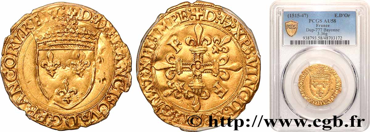 FRANÇOIS IER LE RESTAURATEUR DES LETTRES Écu d or au soleil, 5e type n.d. Bayonne SUP58