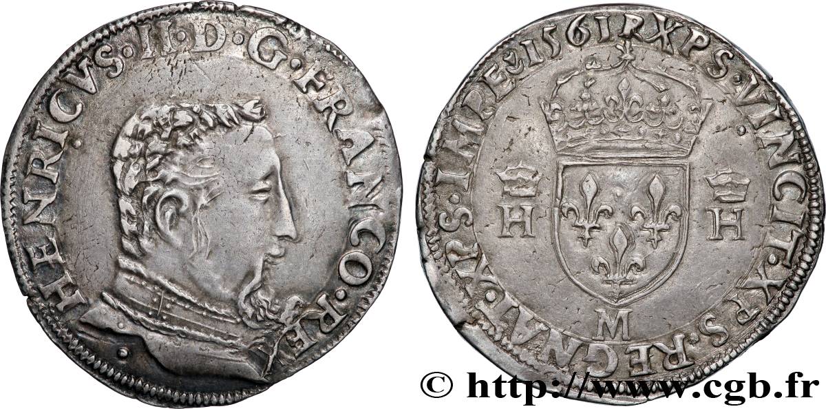 CHARLES IX. COINAGE AT THE NAME OF HENRY II Teston à la tête nue, 5e type 1561 Toulouse SPL