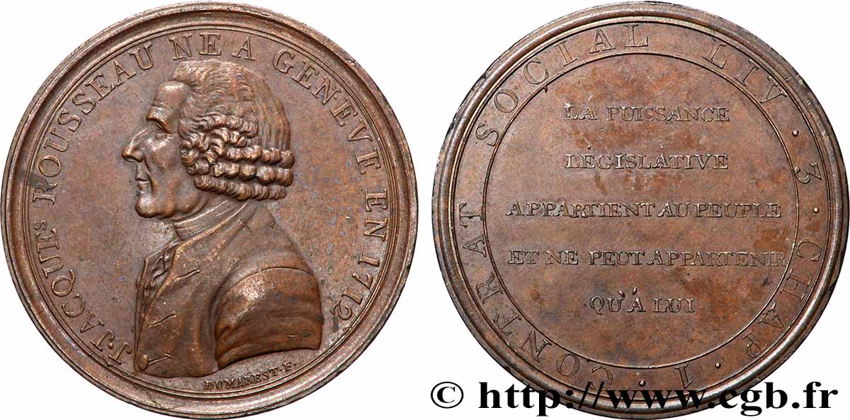 REVOLUTION COINAGE / CONFIANCE (MONNAIES DE…) Monneron à l effigie de Jean-Jacques Rousseau n.d.  AU