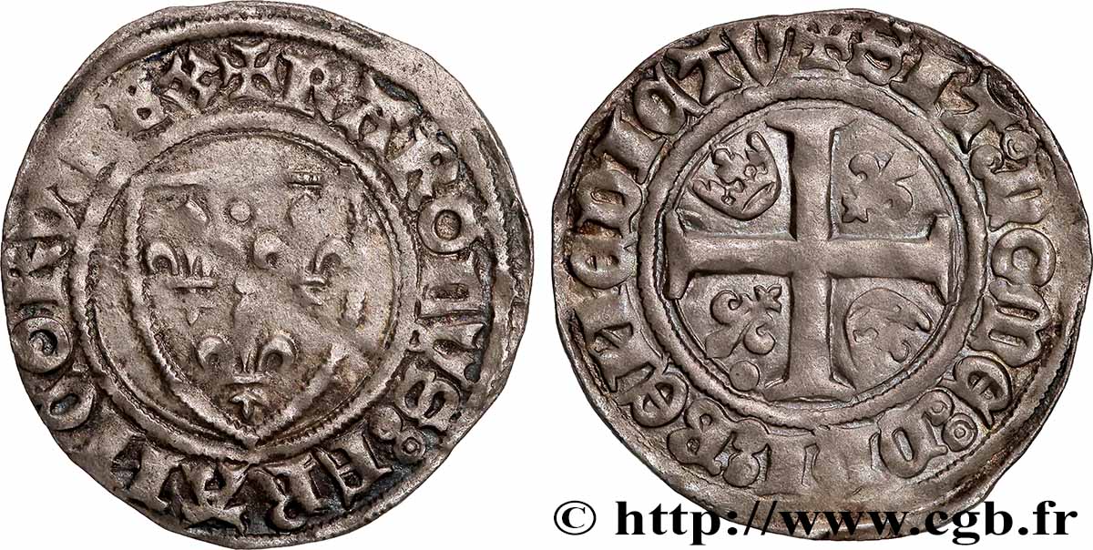 CHARLES VI LE FOU ou LE BIEN AIMÉ / THE BELOVED or THE MAD Blanc dit  guénar  n.d. Tours XF/AU