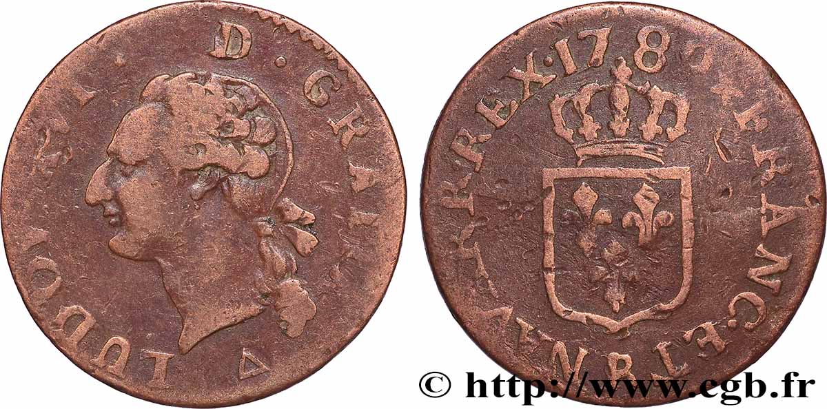 LOUIS XVI Liard dit  à l écu  1789 Orléans fSS