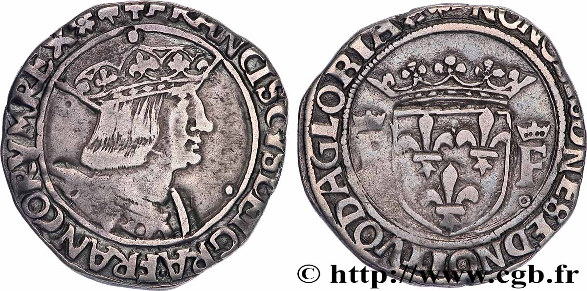 FRANÇOIS IER LE RESTAURATEUR DES LETTRES Demi-teston, 13e type s.m. Lyon TB+/TTB