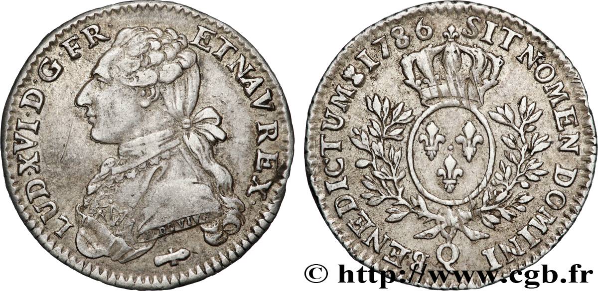 LOUIS XVI Cinquième d écu aux branches d olivier 1786 Perpignan TTB/TTB+